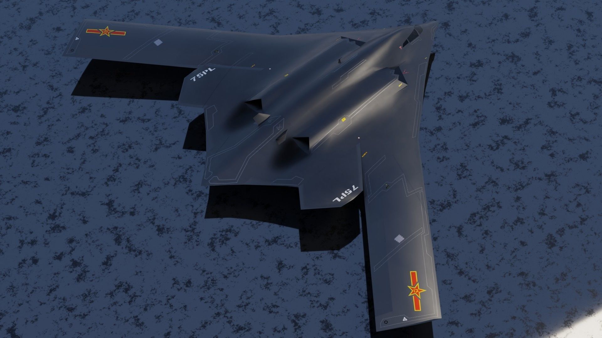 Xian H-20 stealth bomber Low-poly 3D model_9