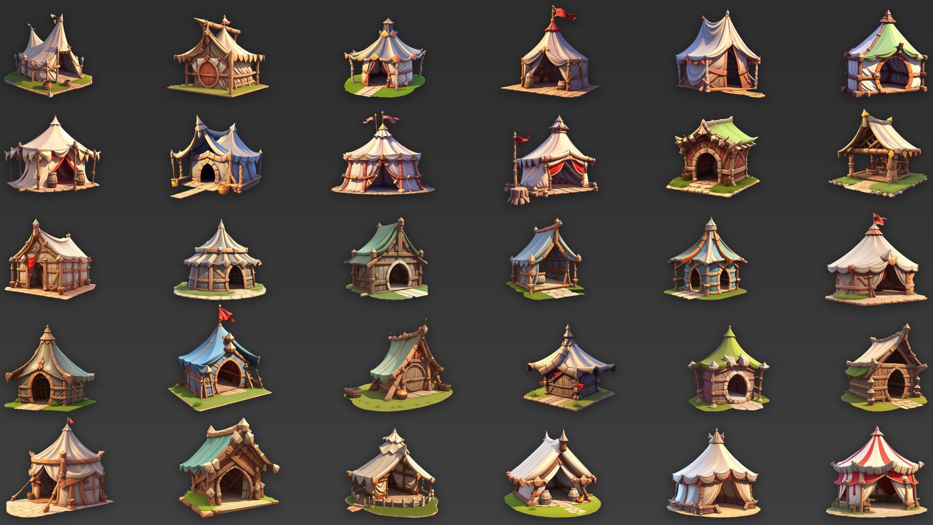60 Fantasy Medieval Tent House Game Asset Texture_2