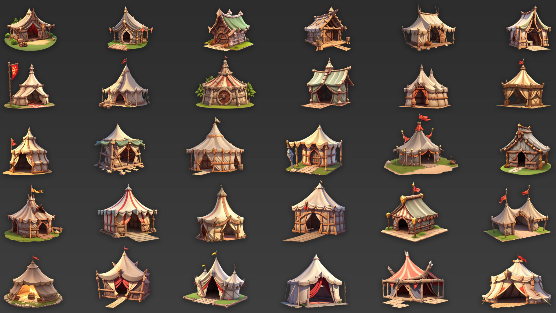 60 Fantasy Medieval Tent House Game Asset Texture_1