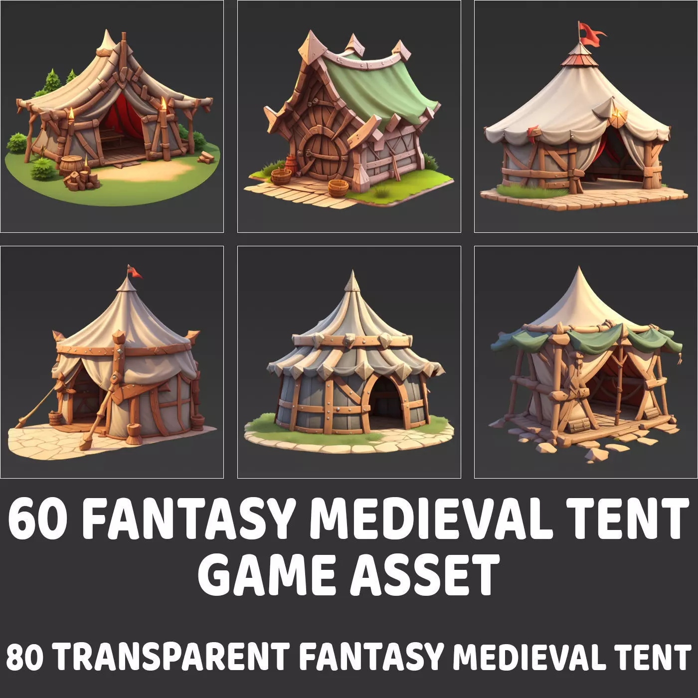 60 Fantasy Medieval Tent House Game Asset Texture_0