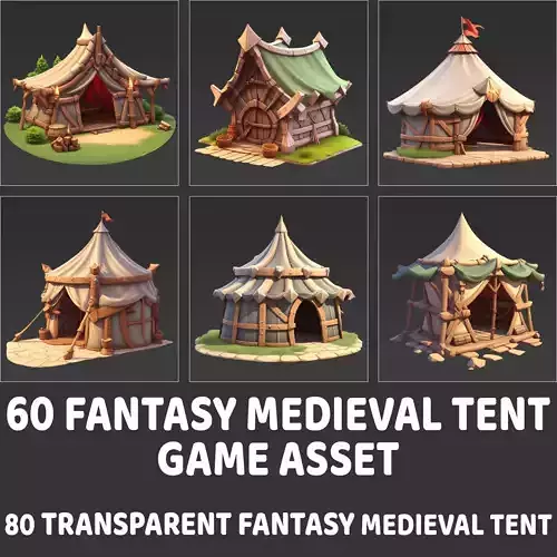 60 Fantasy Medieval Tent House Game Asset