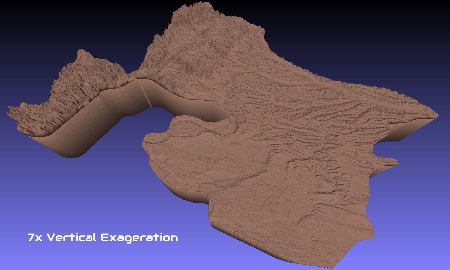 Romania 3D Map of Mehedinti County 1 to 1000000 3D print model_1