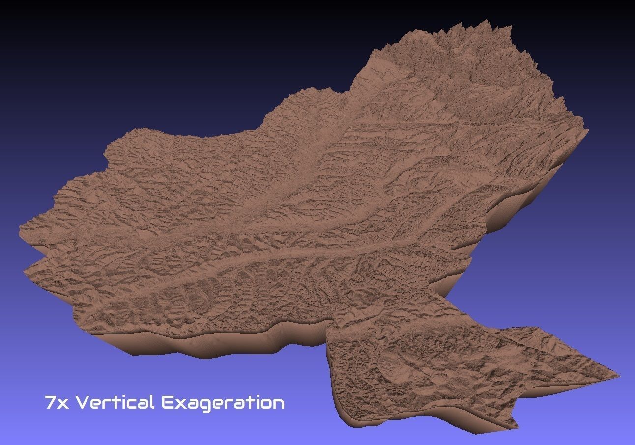 Romania 3D Map of Mures County 1 to 1000000 3D print model_1