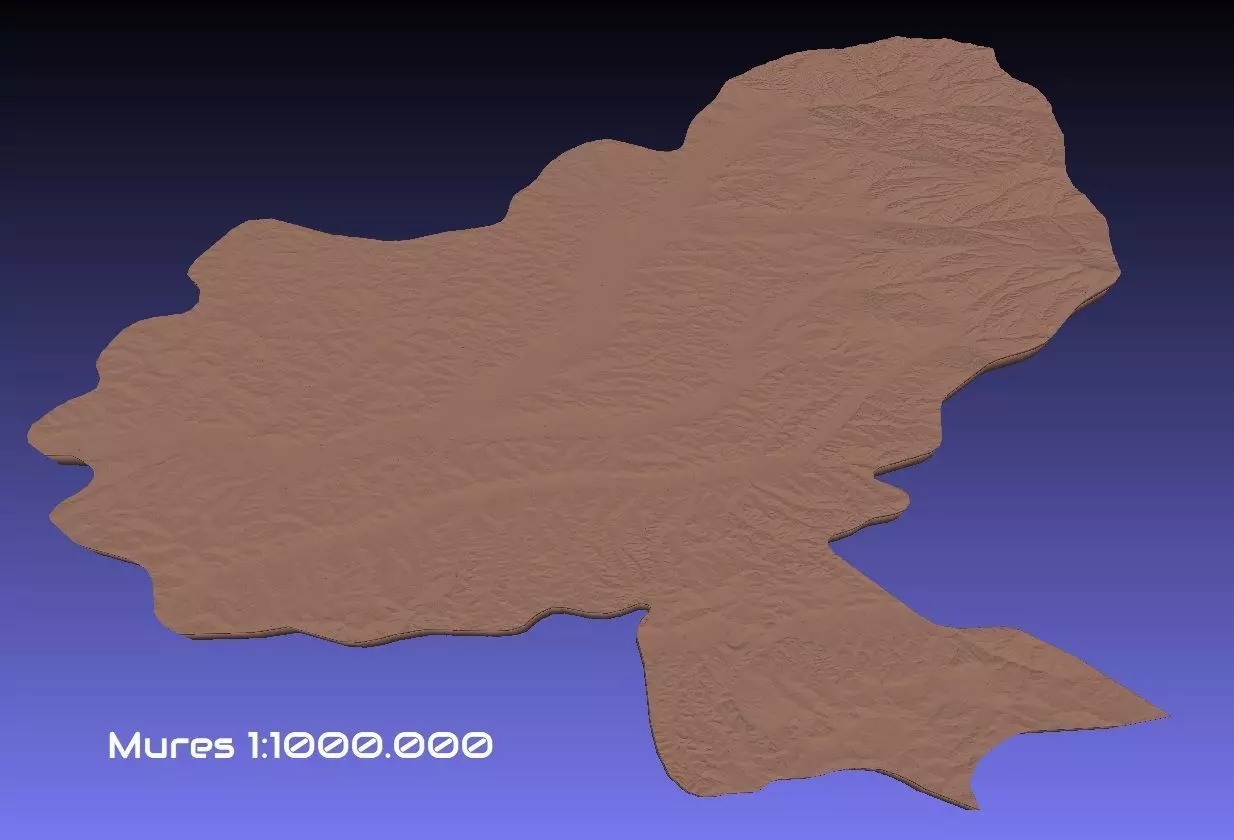 Romania 3D Map of Mures County 1 to 1000000 3D print model_0