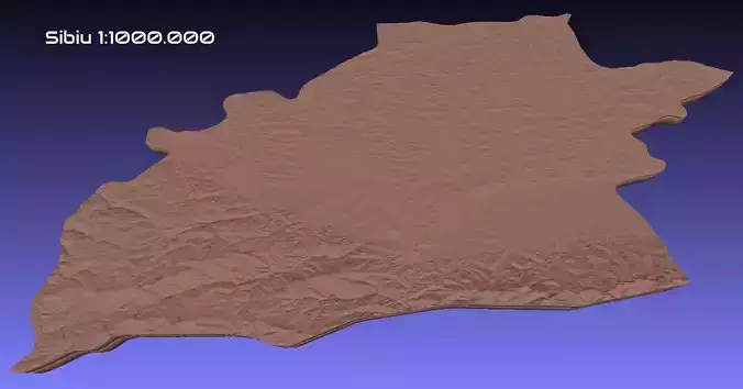 Romania 3D Map of Sibiu County 1 to 1000000 3D print model