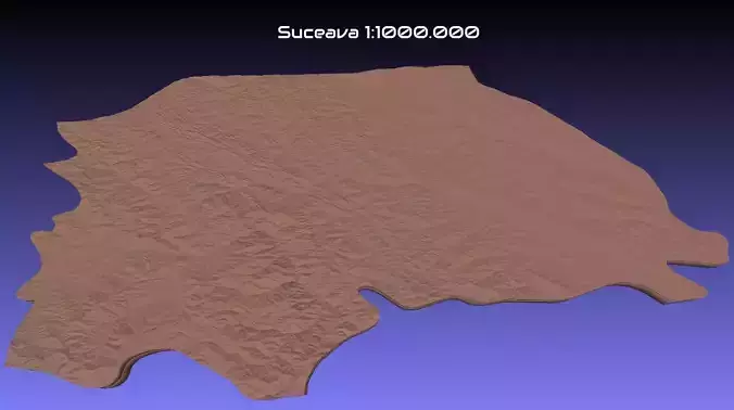Romania 3D Map of Suceava County 1 to 1000000