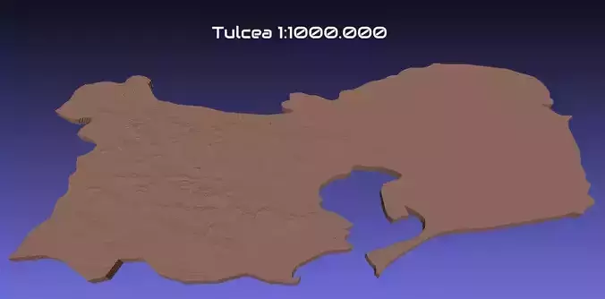 Romania 3D Map of Tulcea County 1 to 1000000 3D print model