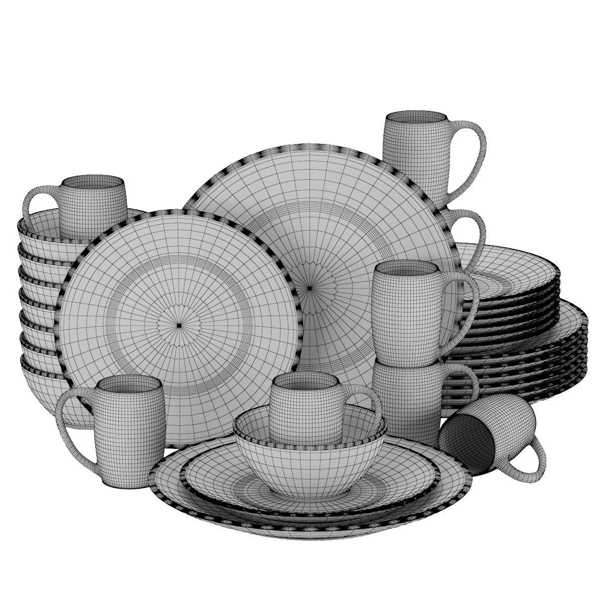 Dishes-Set-for-8-32-Piece-Porcelain-Dinnerware-Set 3D model_1