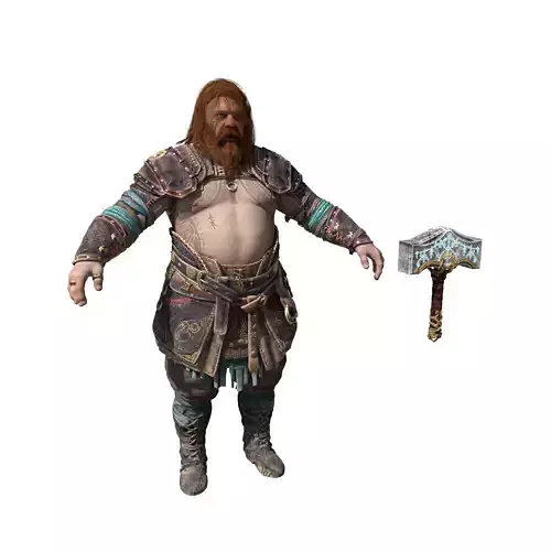 Thor from God of War Ragnarok with mjolnir 3D model