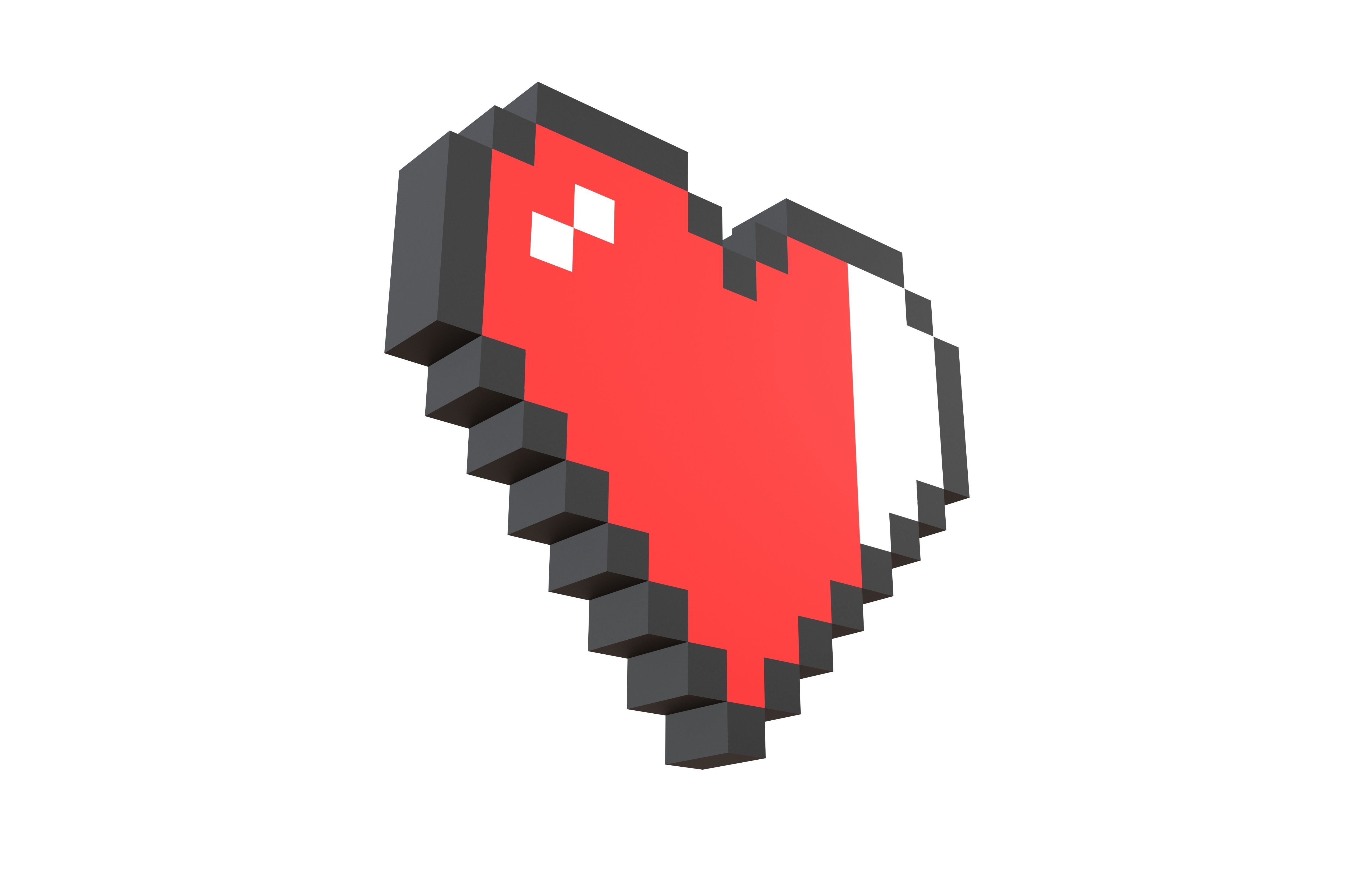 Pixel Heart v2 010 Low-poly 3D model_3