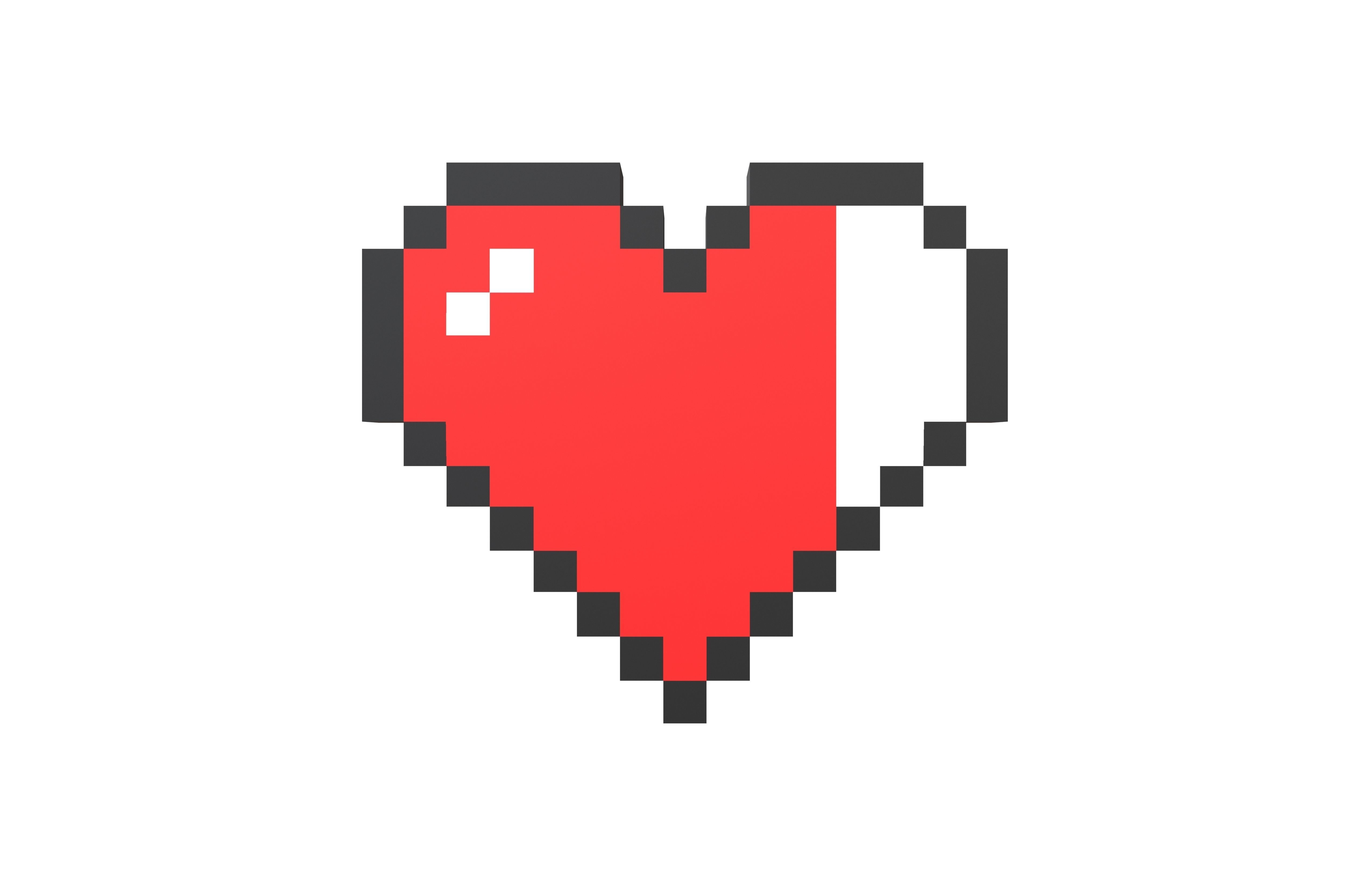 Pixel Heart v2 010 Low-poly 3D model_1