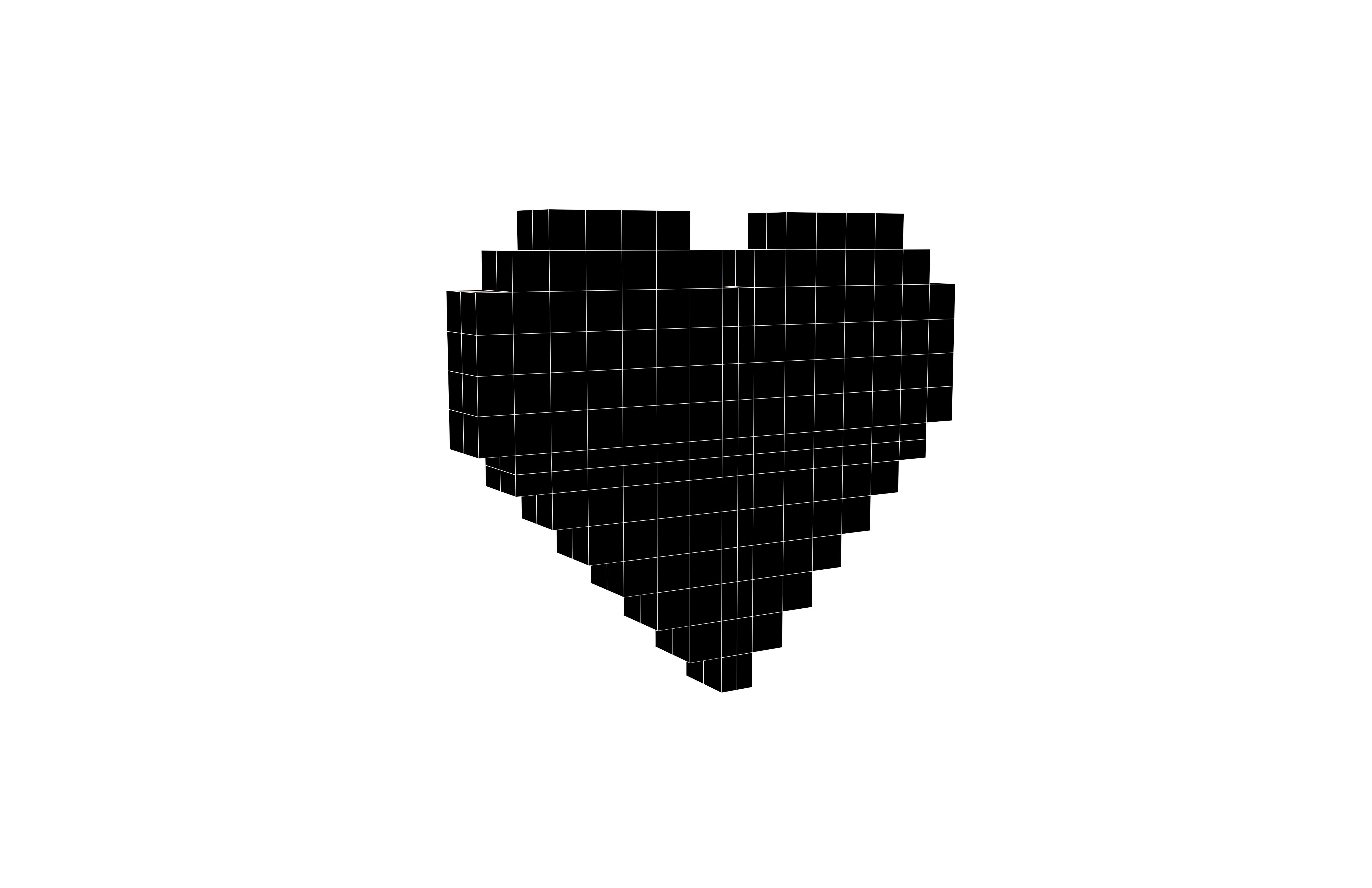 Pixel Heart v2 010 Low-poly 3D model_4
