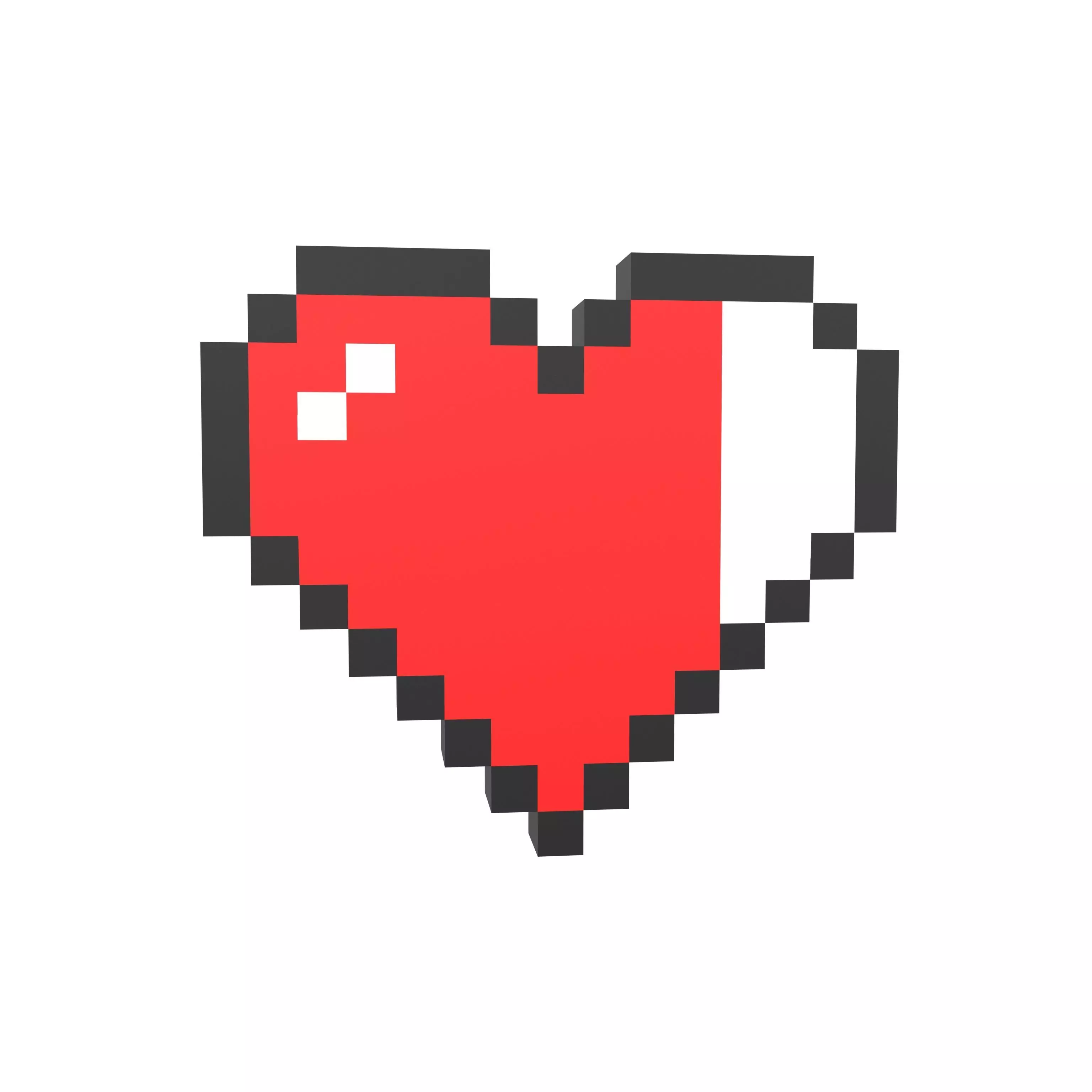 Pixel Heart v2 010 Low-poly 3D model_0