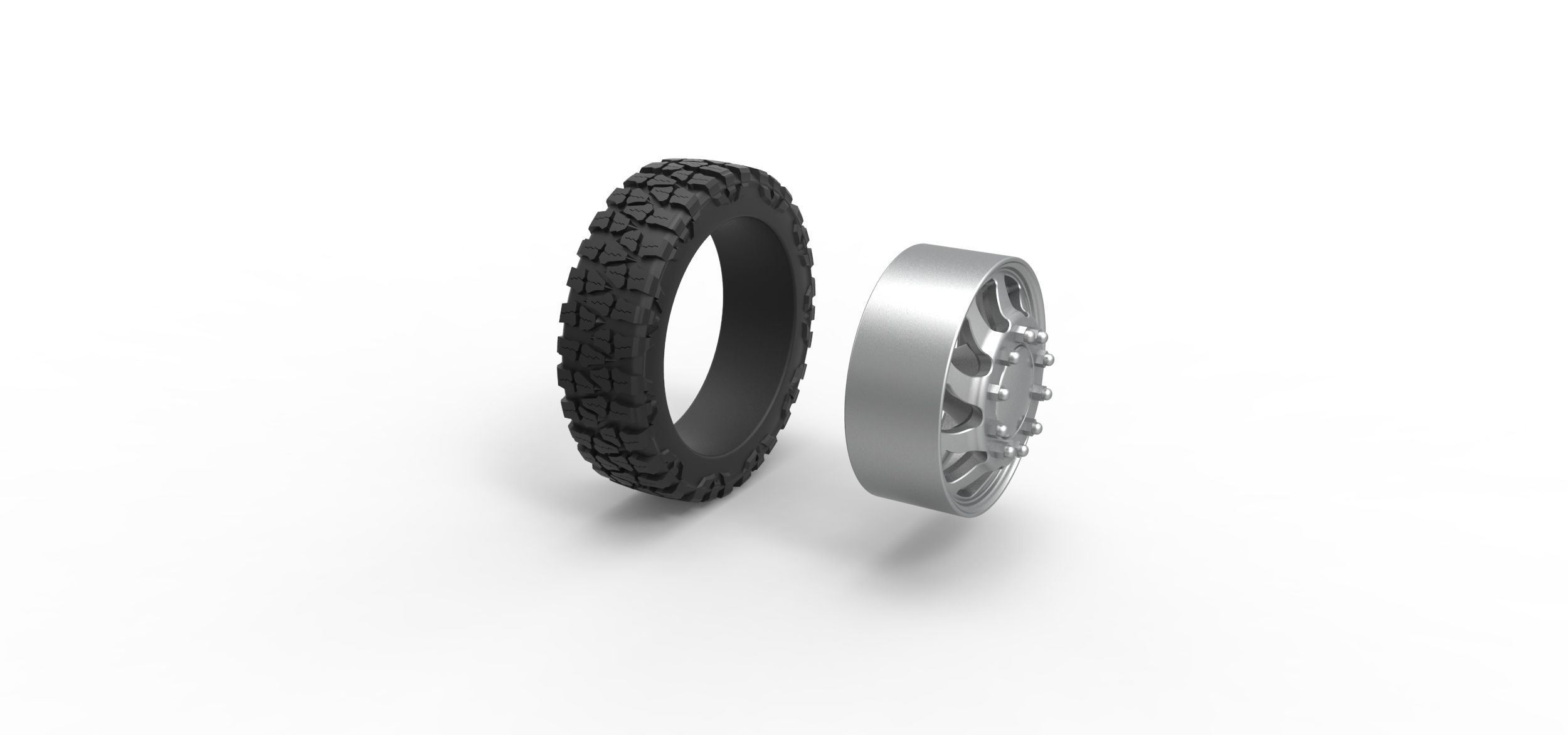 Front semi wheel for pickup V17 Scale 1 to 25 3D print model_8