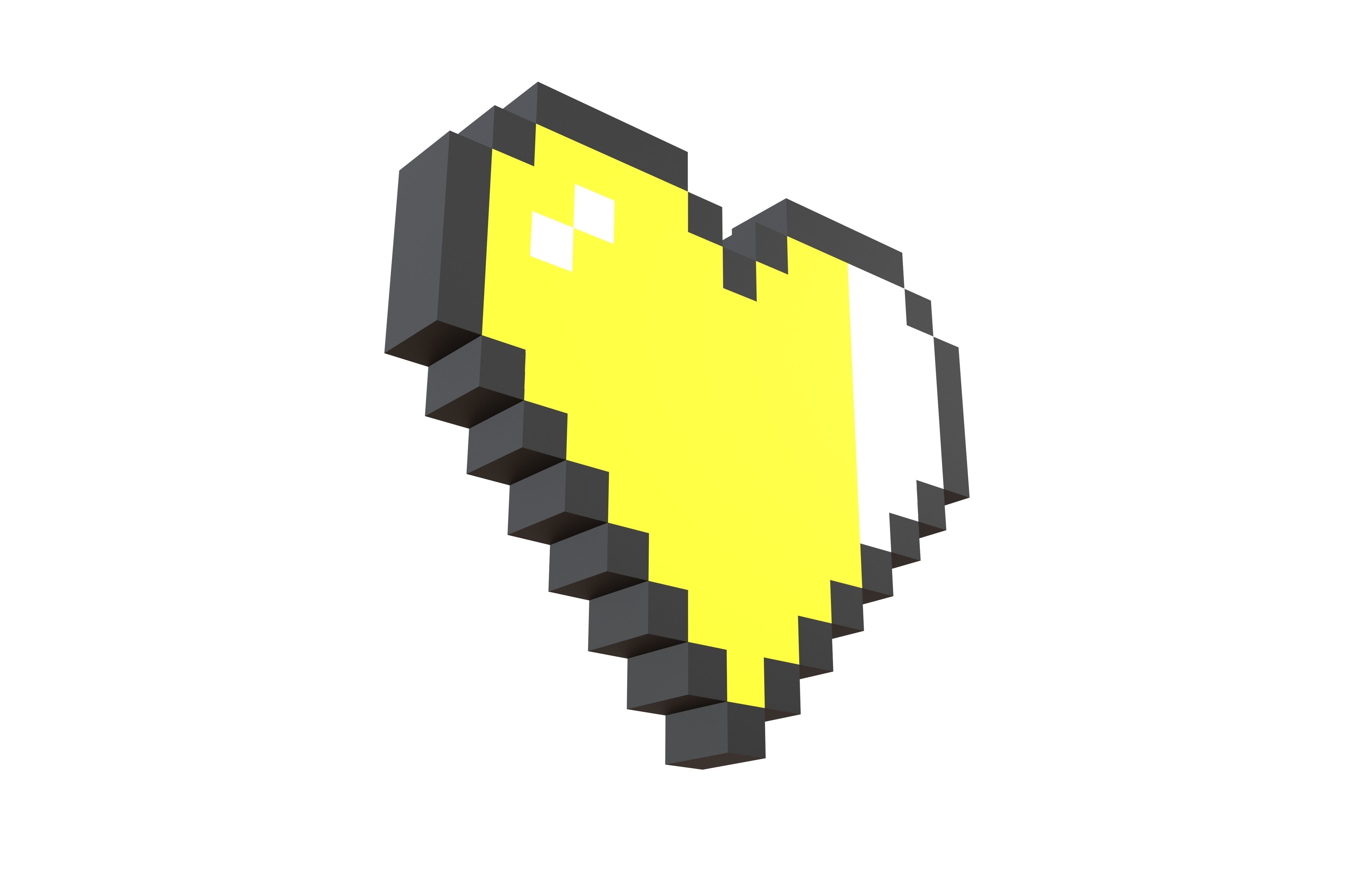 Pixel Heart v2 016 Low-poly 3D model_3