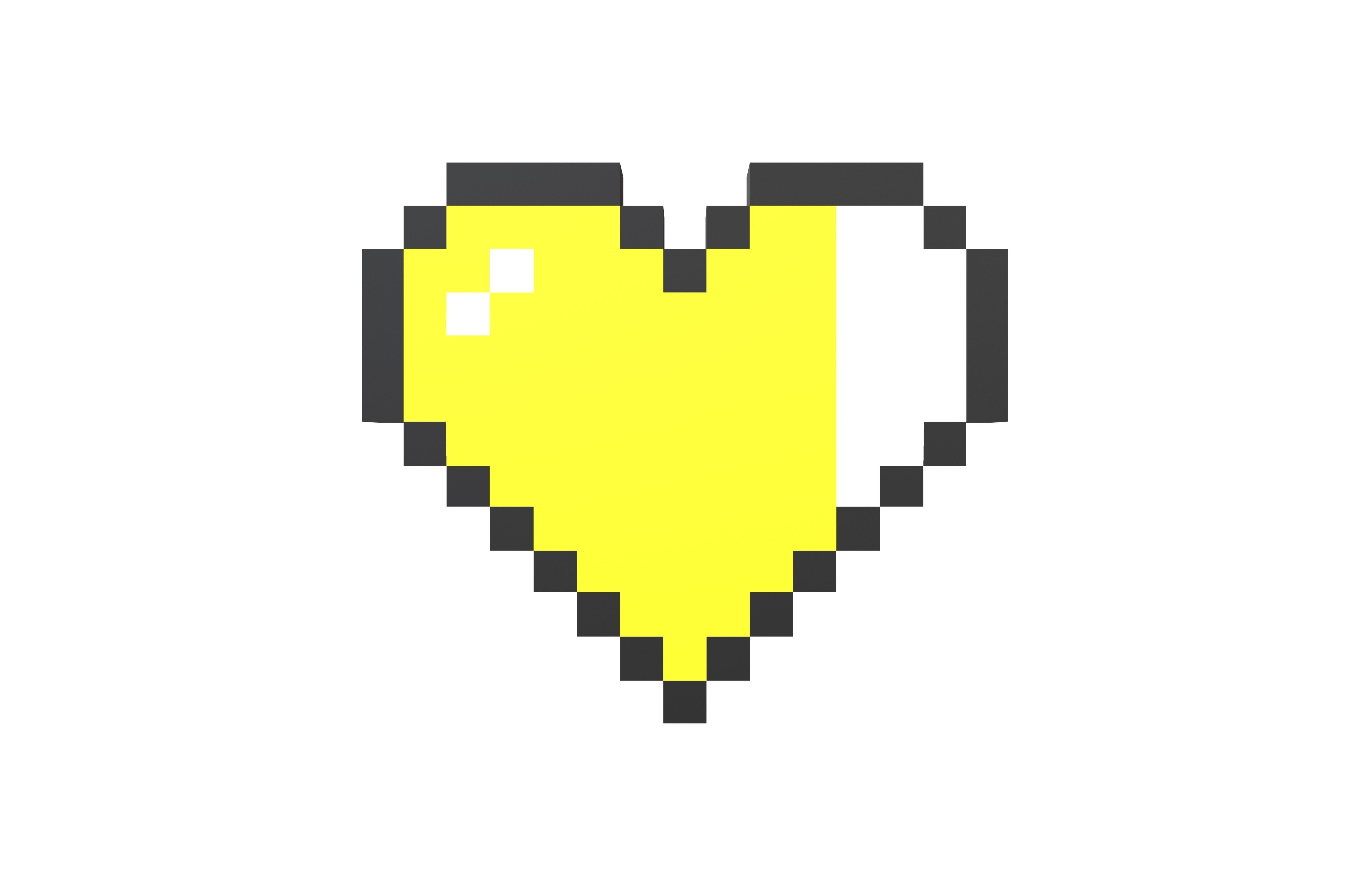Pixel Heart v2 016 Low-poly 3D model_2