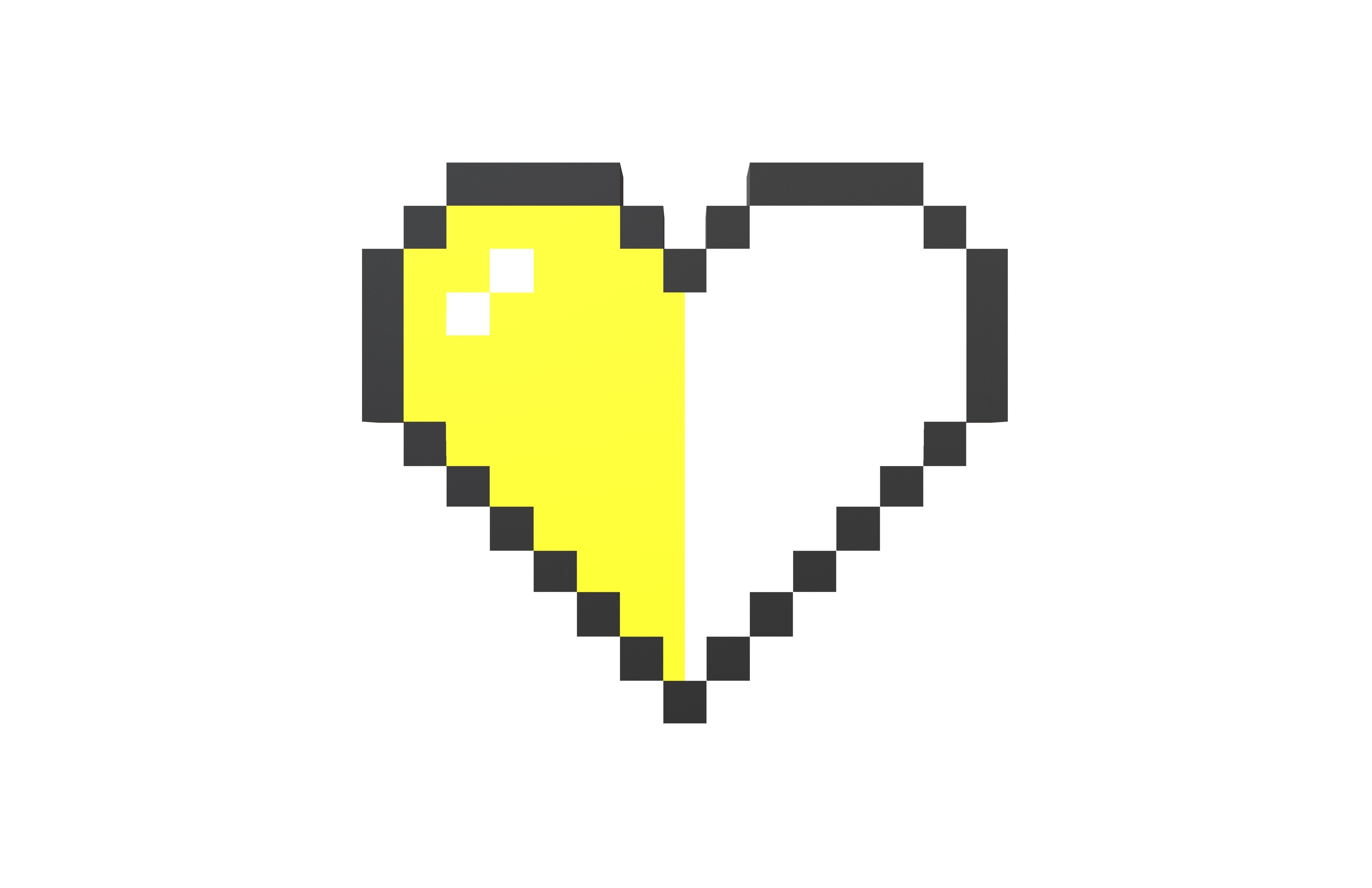 Pixel Heart v2 017 Low-poly 3D model_1
