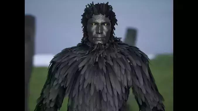 Hairy Beast Rigged - 4K PBR UE4 UE5 Asset Free low-poly 3D model