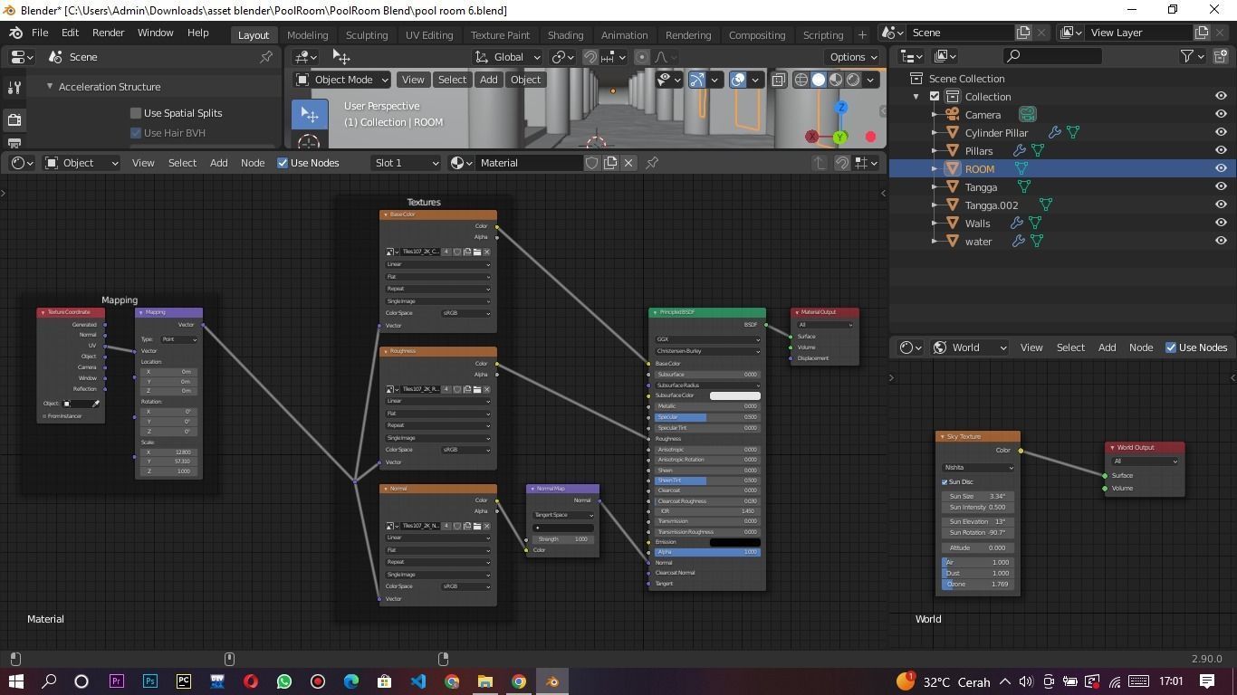 PoolRoom Blender Cycle Render 3D model_4