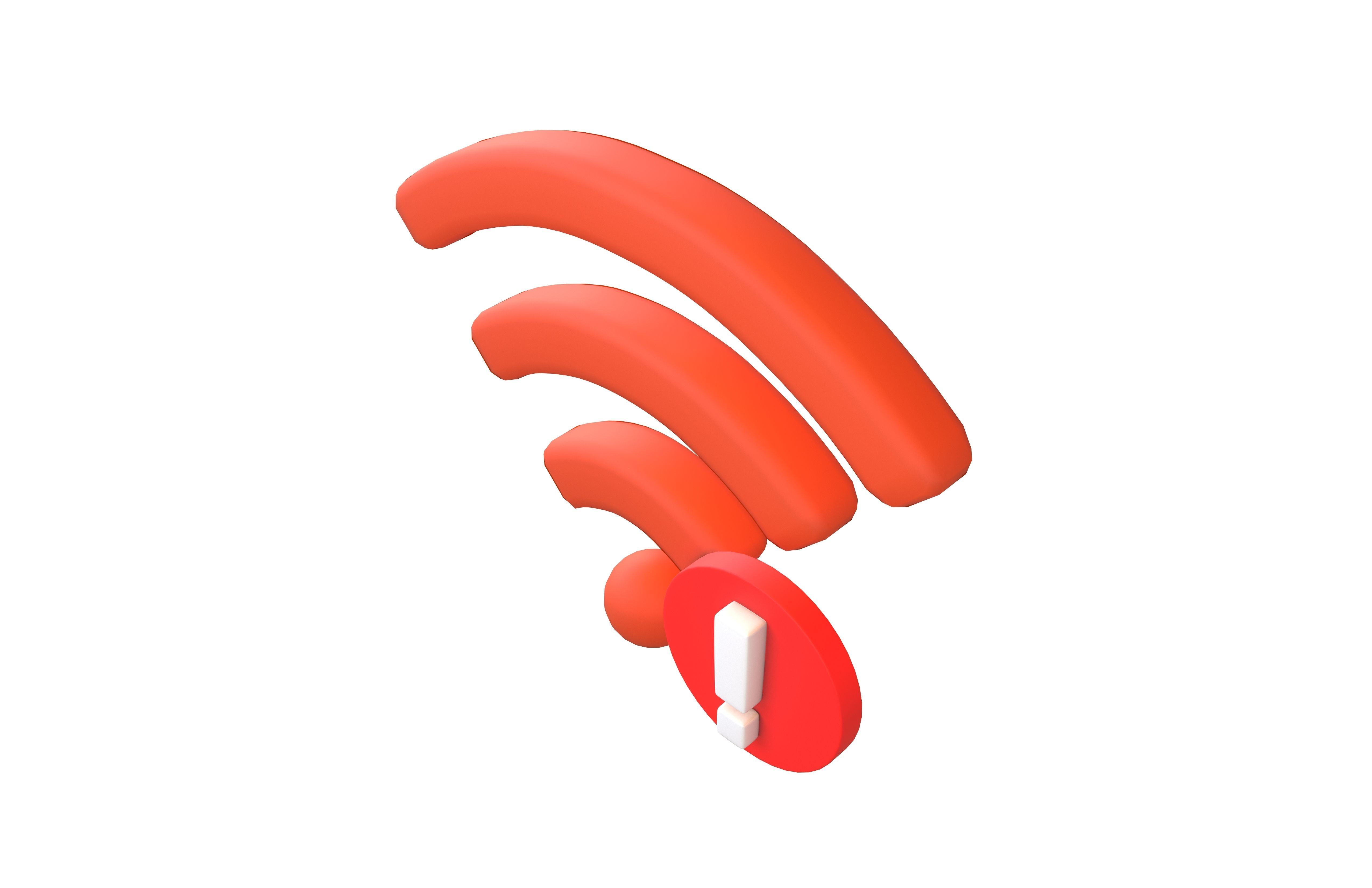 Wifi Problem Symbol v1 004 Low-poly 3D model_2