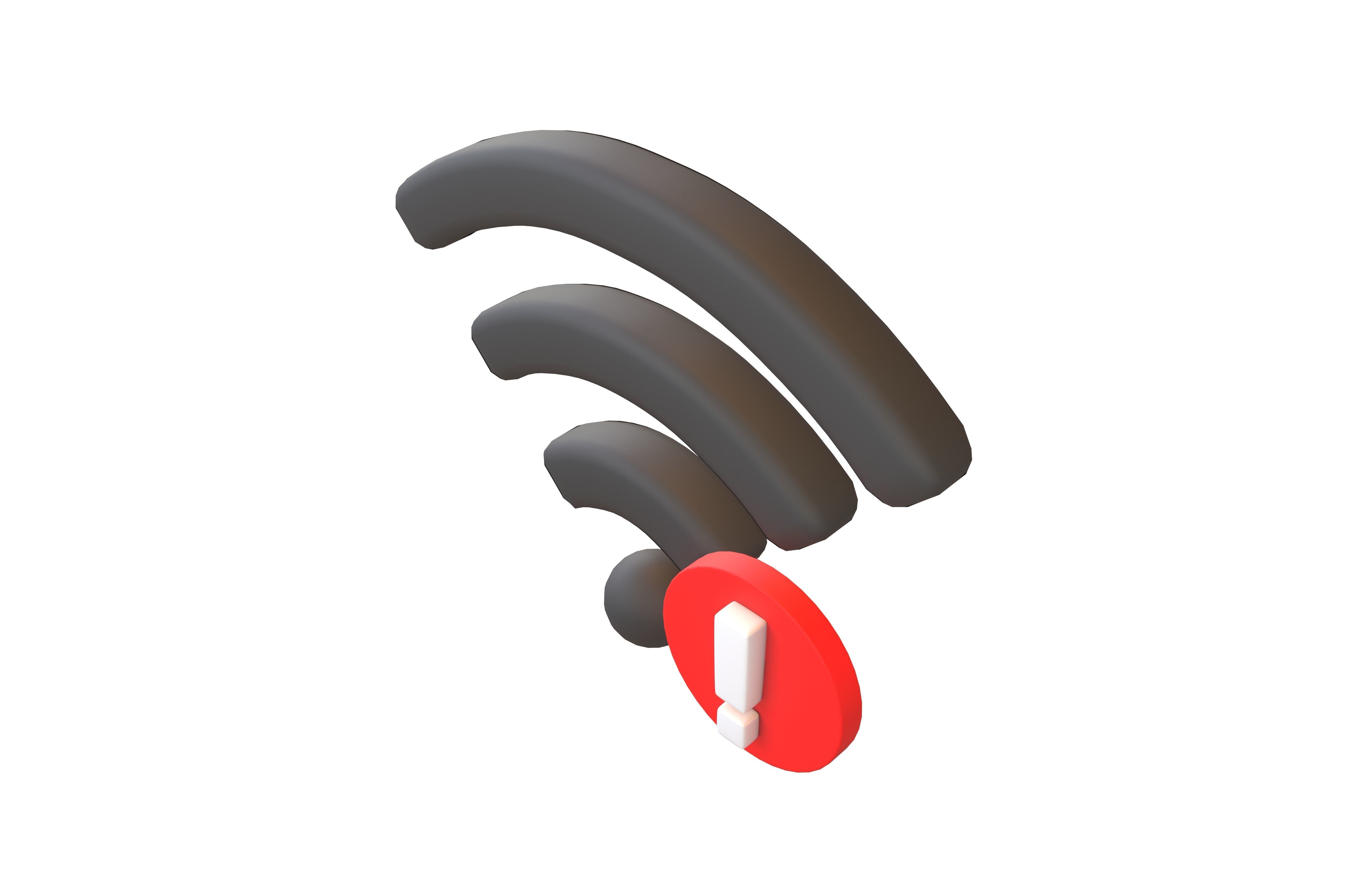 Wifi Problem Symbol v1 006 Low-poly 3D model_2