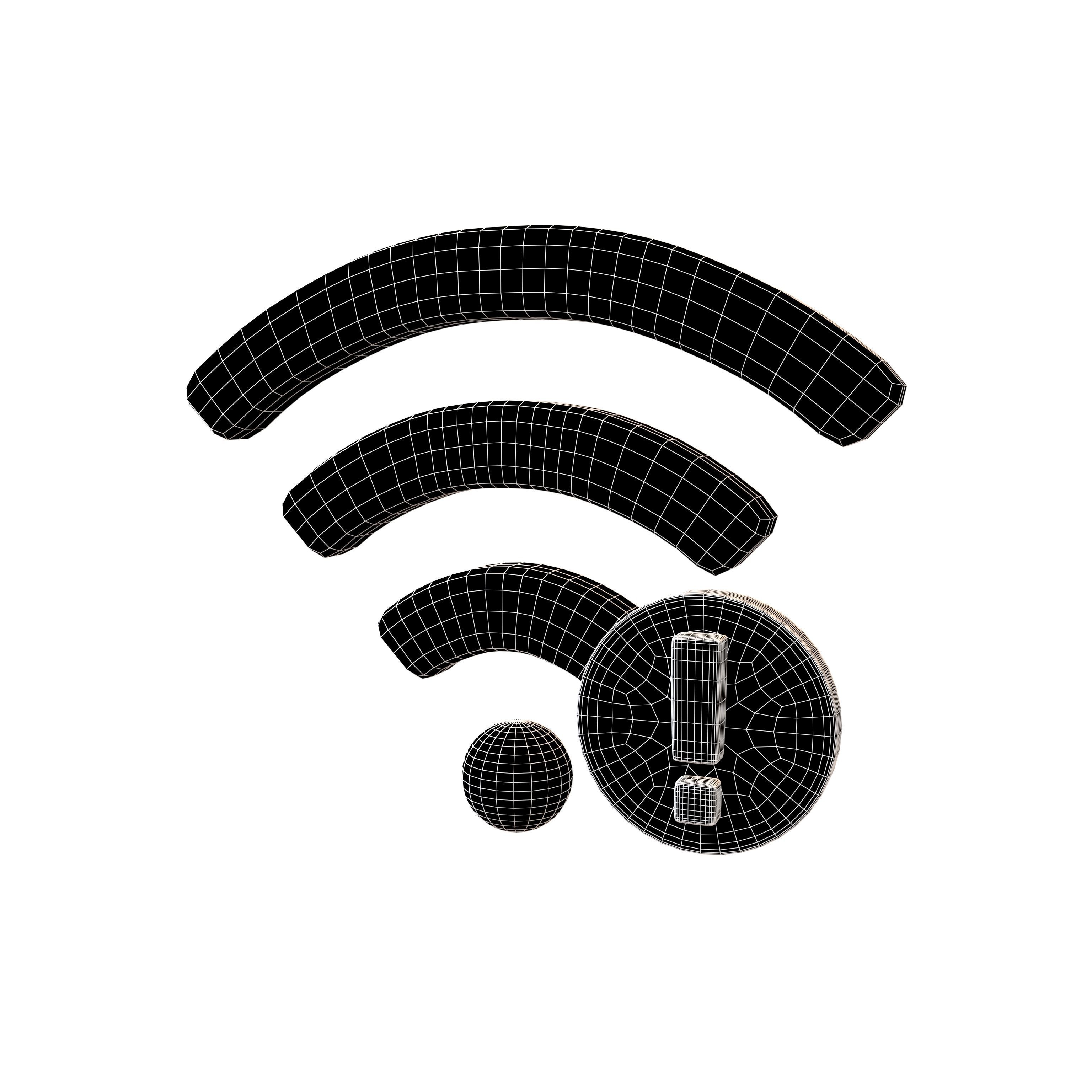Wifi Problem Symbol v1 006 Low-poly 3D model_4