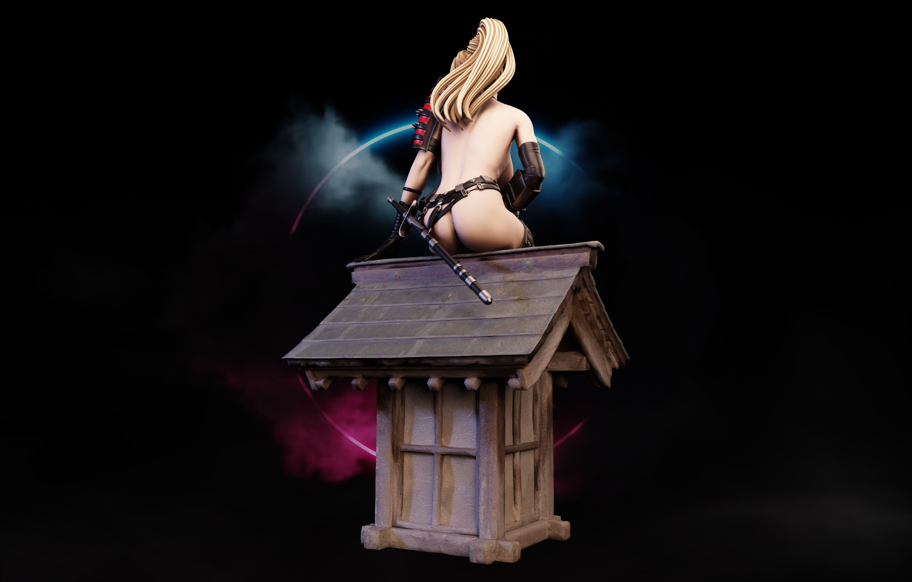 Rachel Ninja Gaiden - 1to10 statue STL file NSFW 3D print model 3D print model_7
