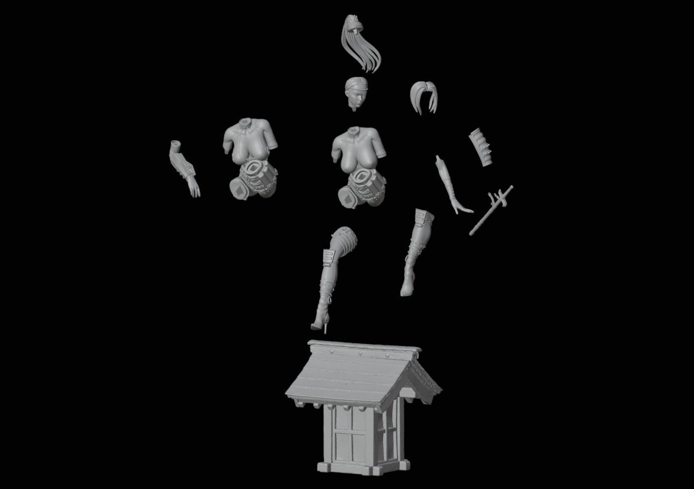 Rachel Ninja Gaiden - 1to10 statue STL file NSFW 3D print model 3D print model_39