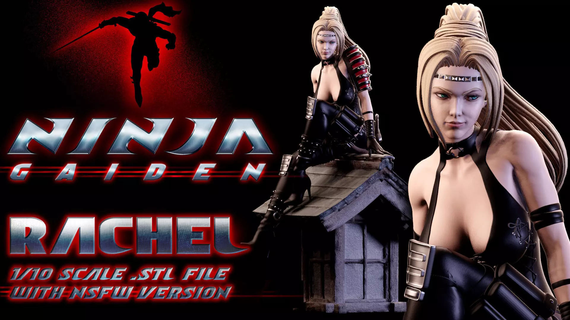 Rachel Ninja Gaiden - 1to10 statue STL file NSFW 3D print model 3D print model_0