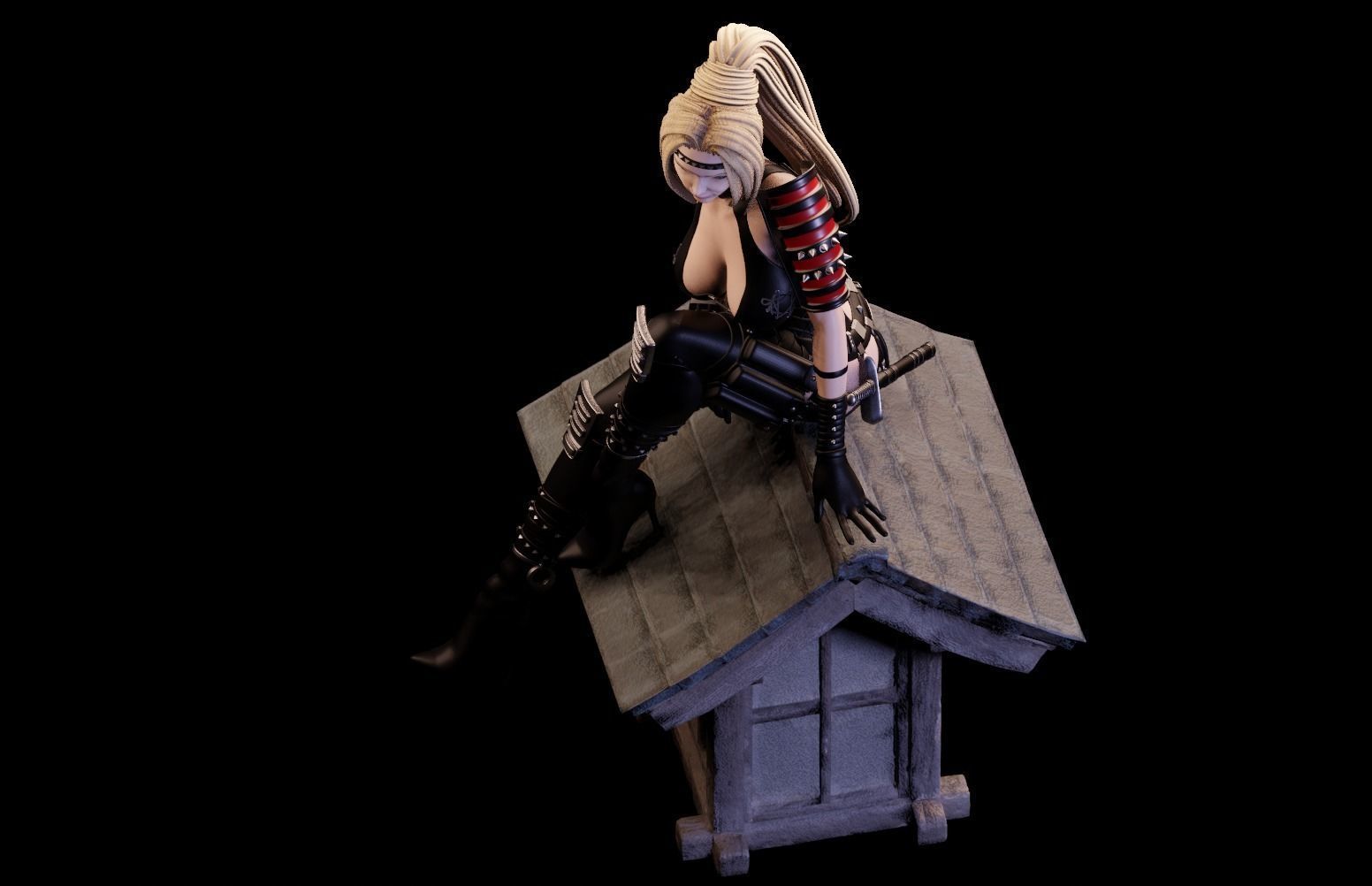 Rachel Ninja Gaiden - 1to10 statue STL file NSFW 3D print model 3D print model_29