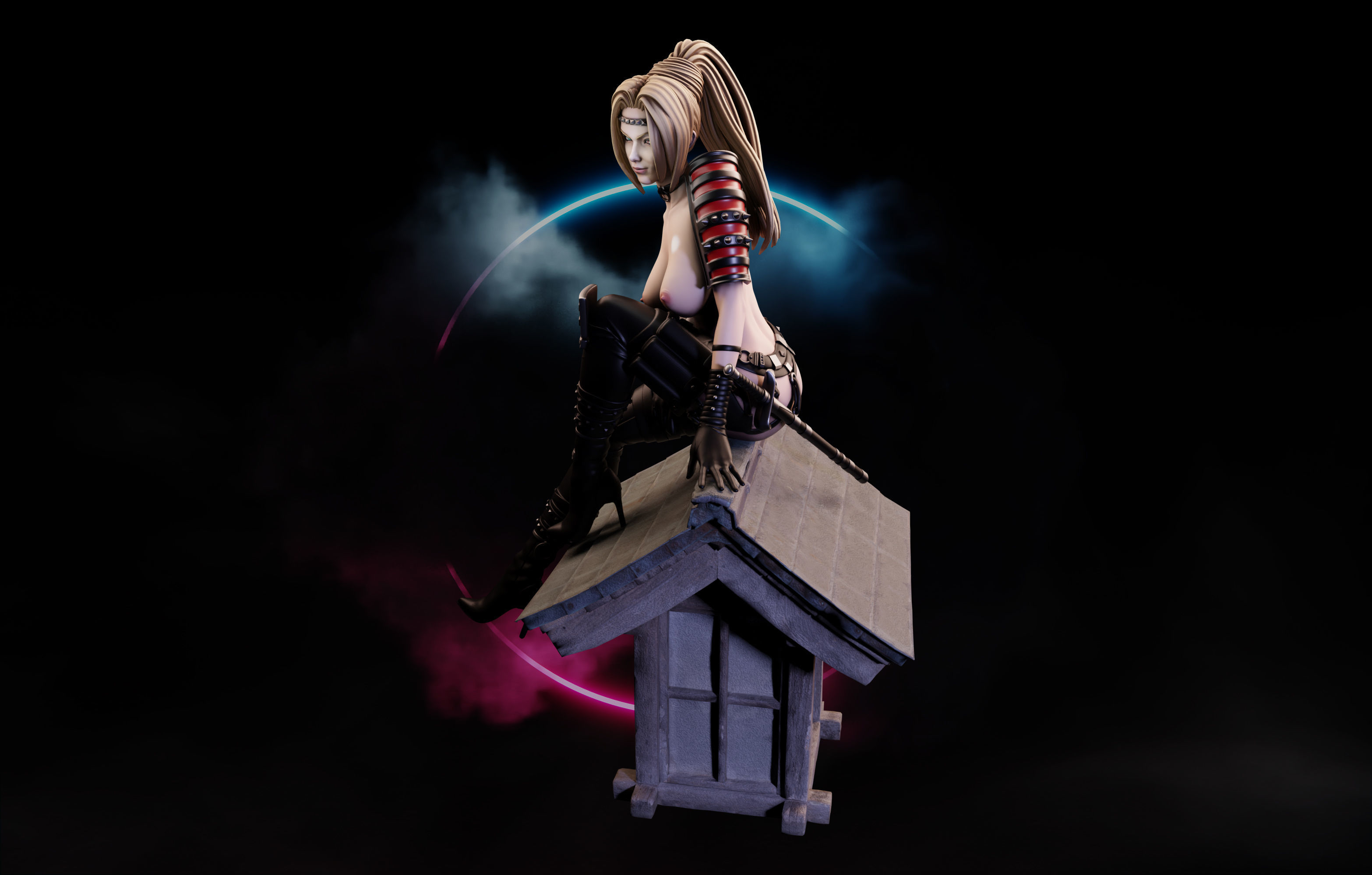 Rachel Ninja Gaiden - 1to10 statue STL file NSFW 3D print model 3D print model_2