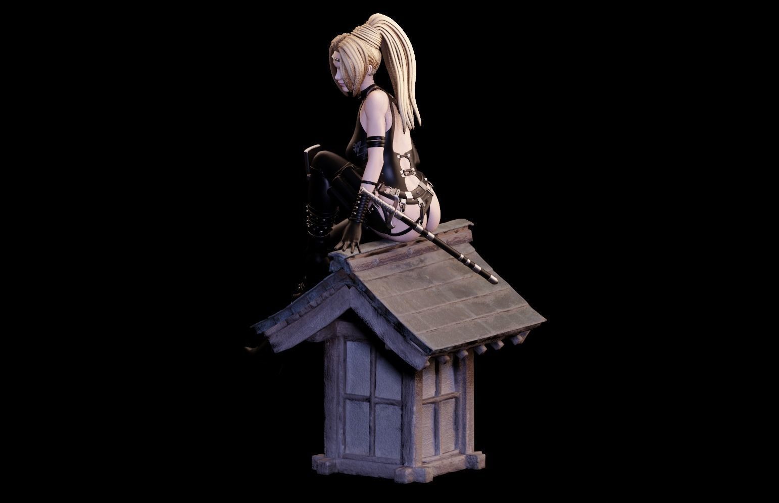 Rachel Ninja Gaiden - 1to10 statue STL file NSFW 3D print model 3D print model_13