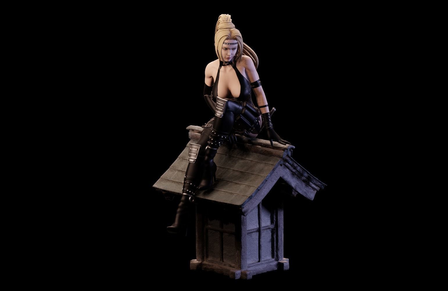 Rachel Ninja Gaiden - 1to10 statue STL file NSFW 3D print model 3D print model_12
