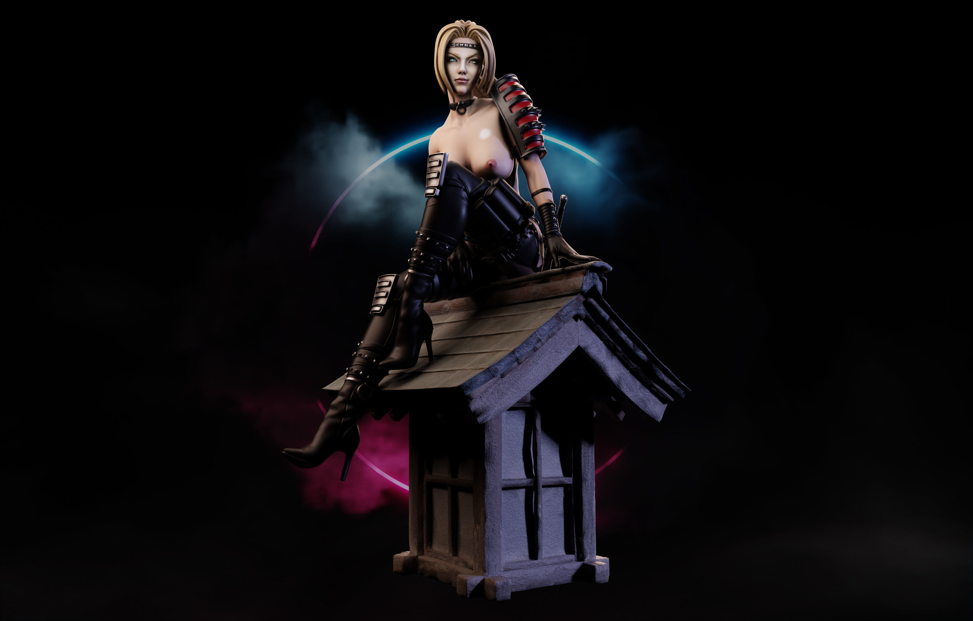 Rachel Ninja Gaiden - 1to10 statue STL file NSFW 3D print model 3D print model_5