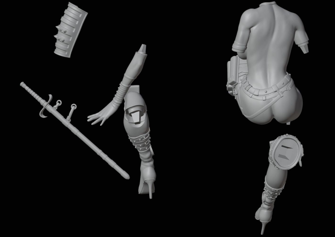 Rachel Ninja Gaiden - 1to10 statue STL file NSFW 3D print model 3D print model_43