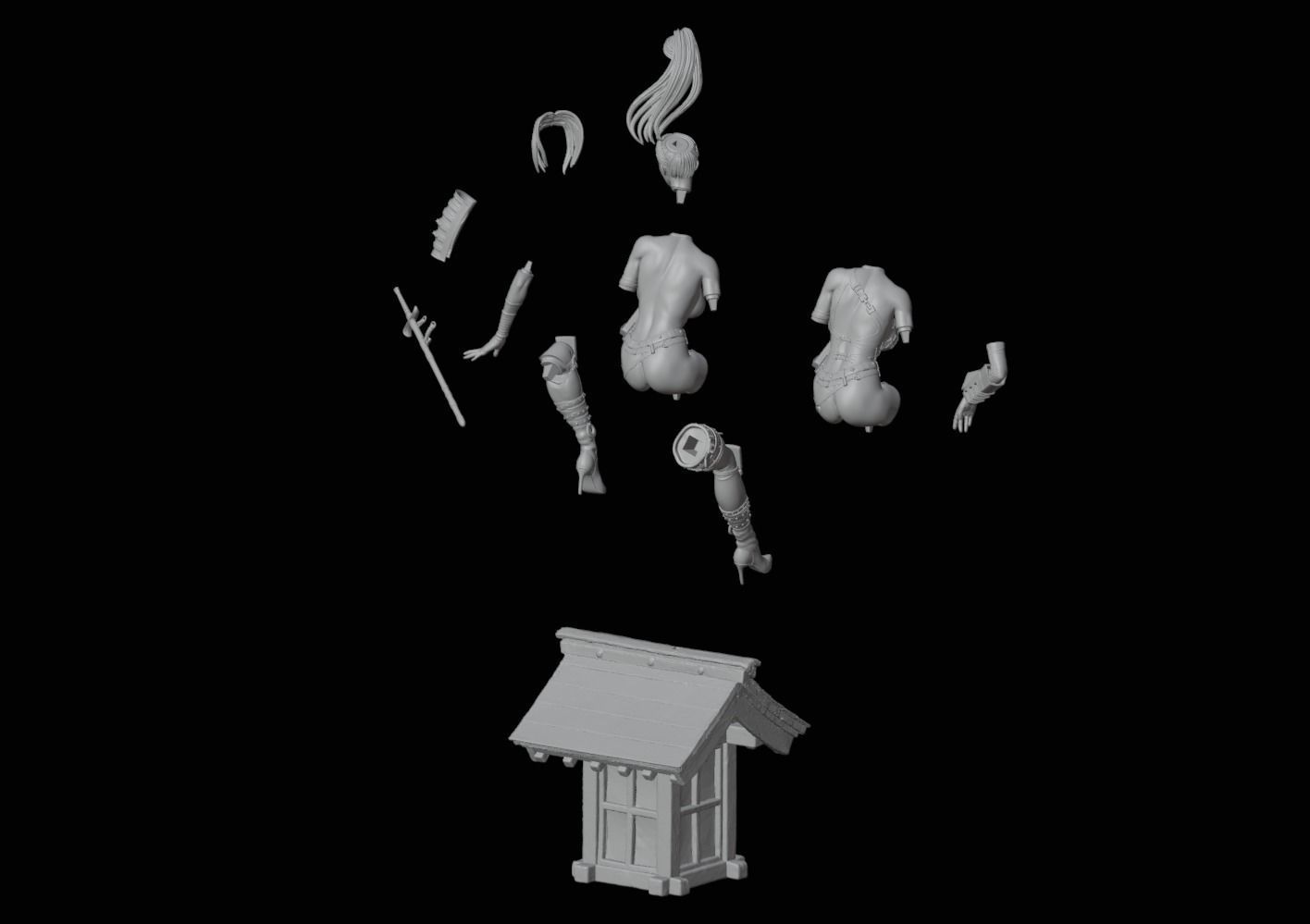 Rachel Ninja Gaiden - 1to10 statue STL file NSFW 3D print model 3D print model_40