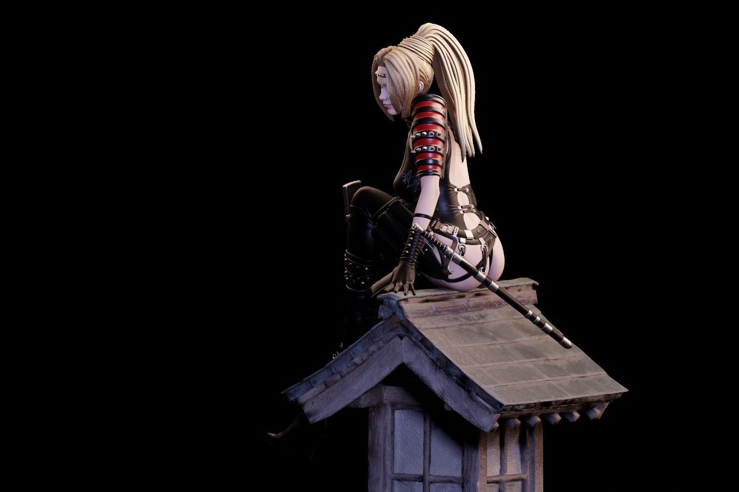 Rachel Ninja Gaiden - 1to10 statue STL file NSFW 3D print model 3D print model_35