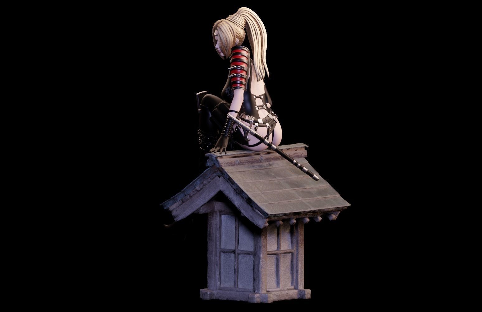 Rachel Ninja Gaiden - 1to10 statue STL file NSFW 3D print model 3D print model_23