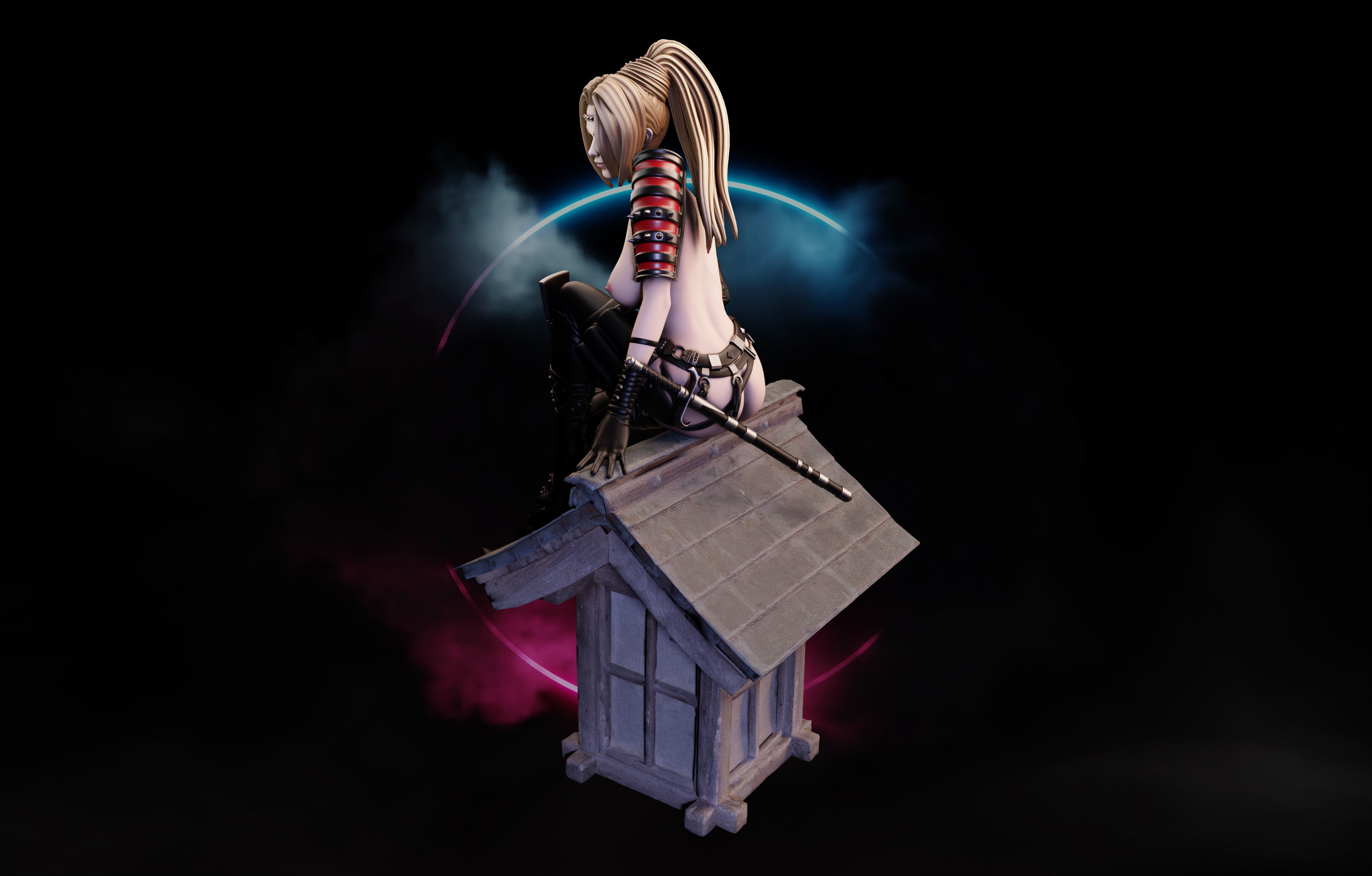 Rachel Ninja Gaiden - 1to10 statue STL file NSFW 3D print model 3D print model_8