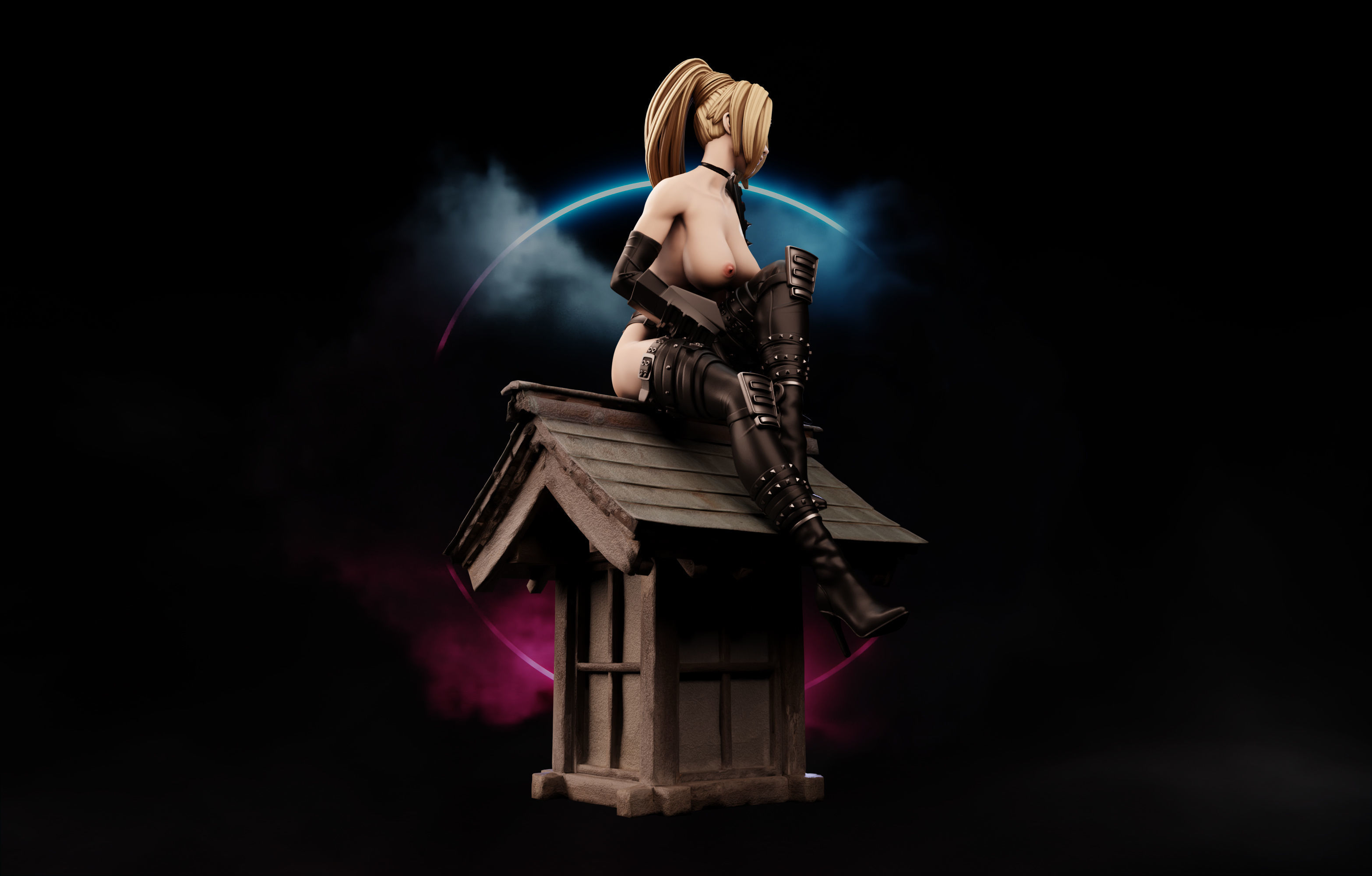 Rachel Ninja Gaiden - 1to10 statue STL file NSFW 3D print model 3D print model_6