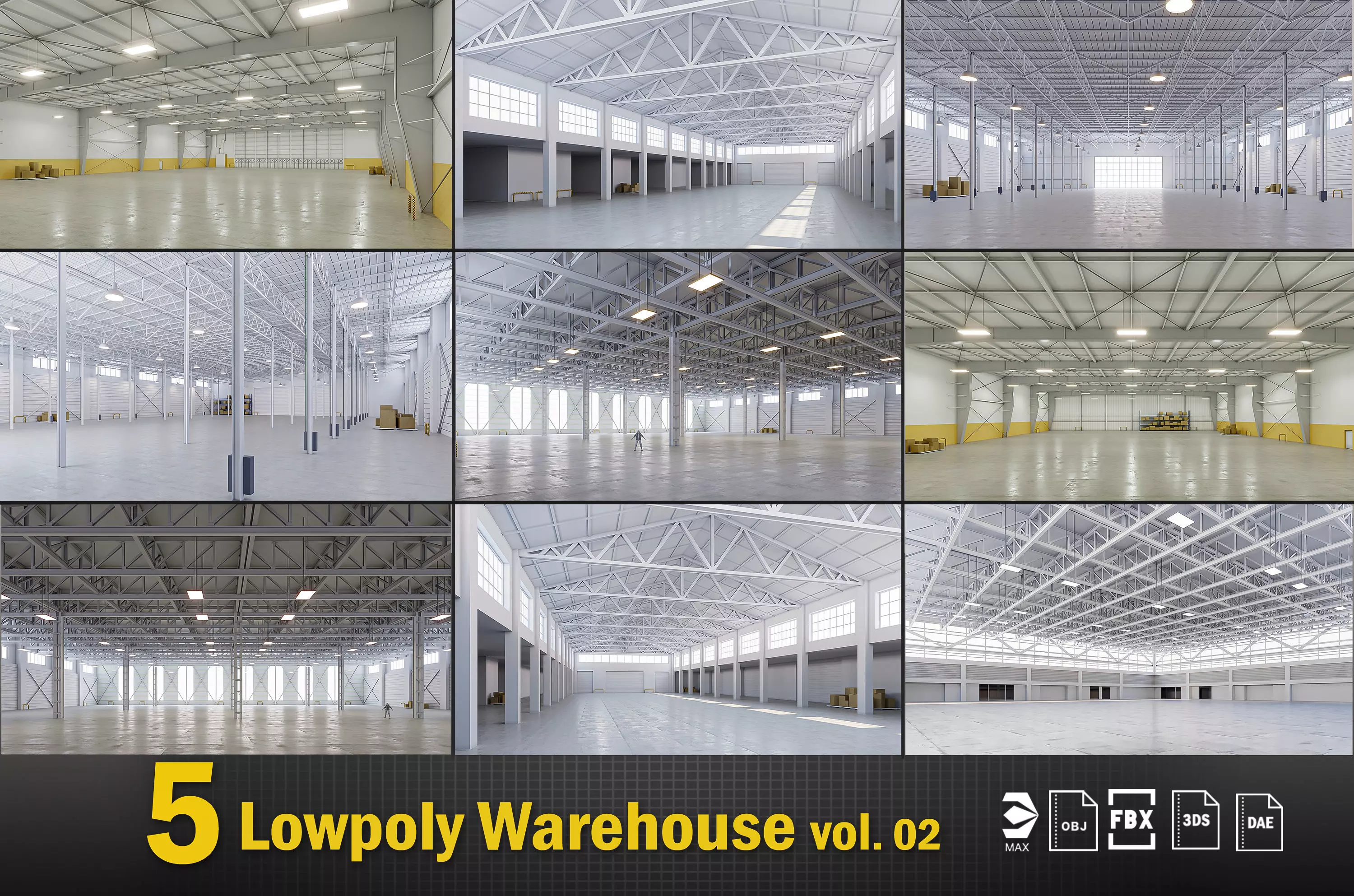 5 low poly interior warehouse Vol 2 3D Model Collection_0