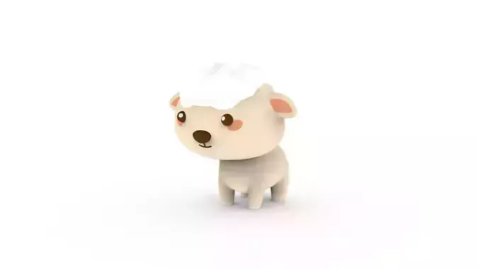 Cartoon Sheep v001 character Low-poly 3D model