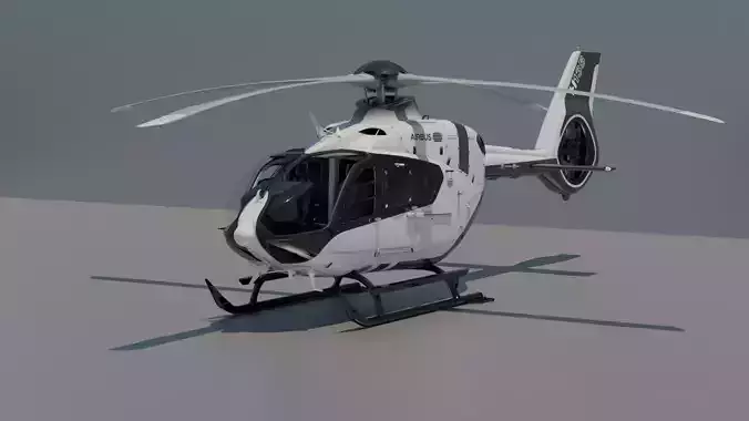 H135 Helicopter with interior and animated door 3D model
