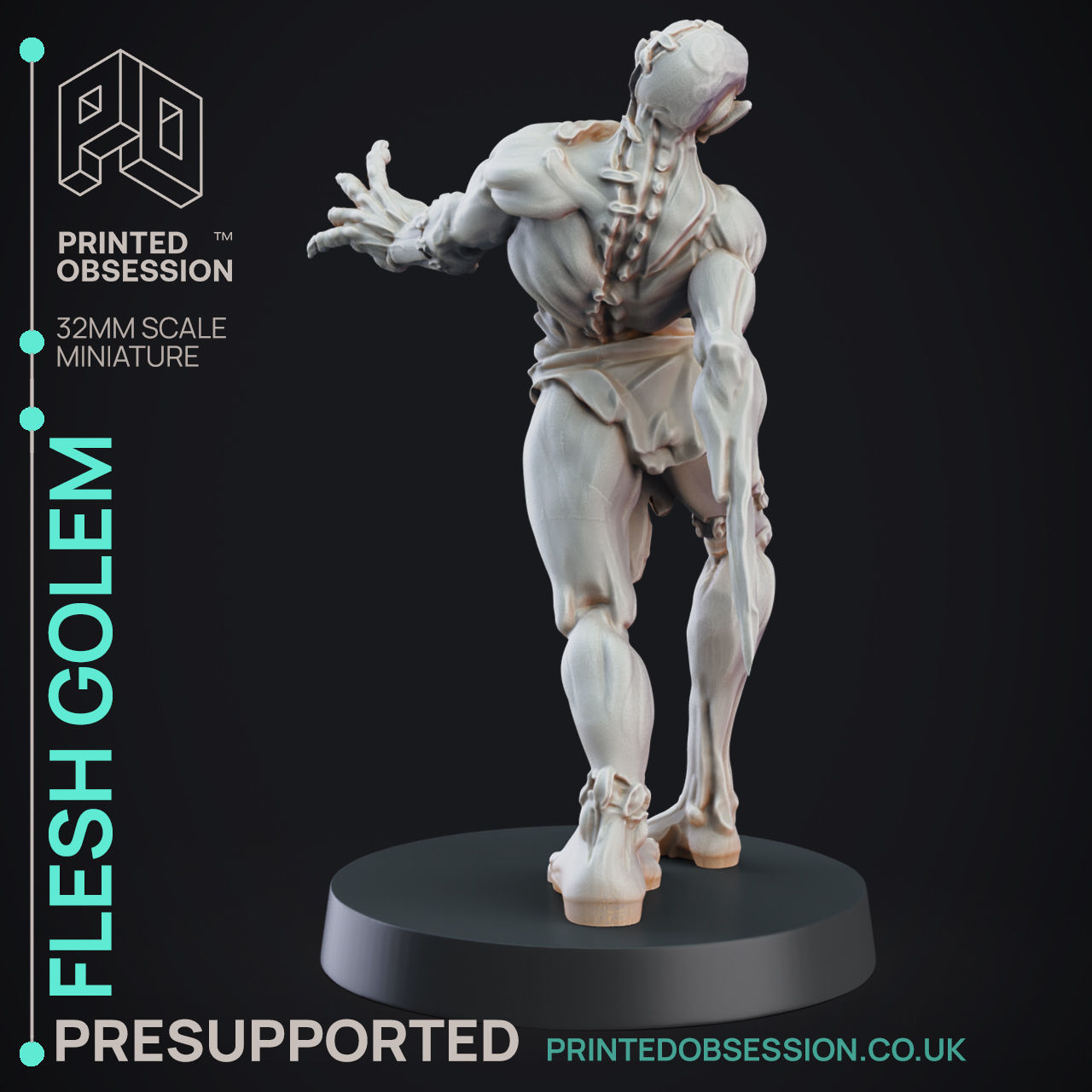 Flesh Golem - 3D Printable TTRPG - PRESUPPORTED - 32mm Scale 3D print model_2