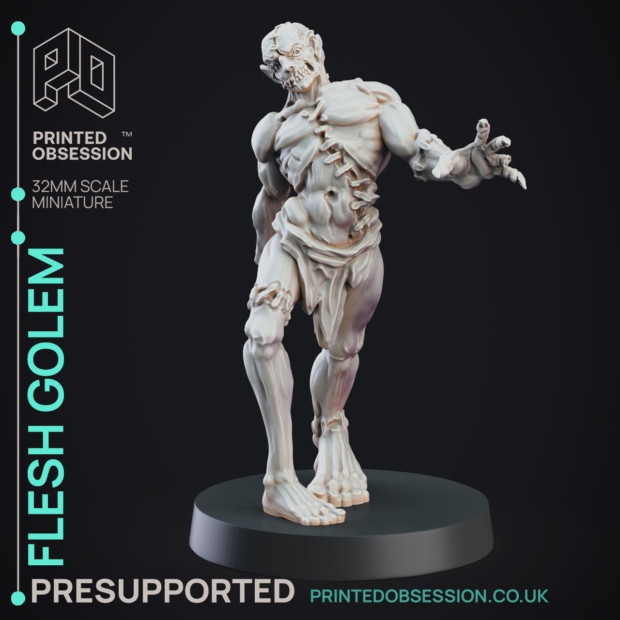 Flesh Golem - 3D Printable TTRPG - PRESUPPORTED - 32mm Scale 3D print model_4