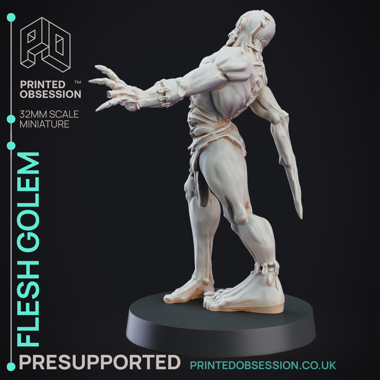 Flesh Golem - 3D Printable TTRPG - PRESUPPORTED - 32mm Scale 3D print model_1