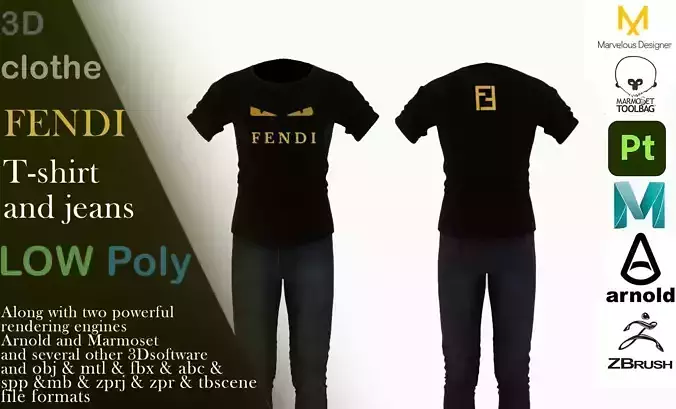 FENDI T-SHIRT Low-poly 3D model
