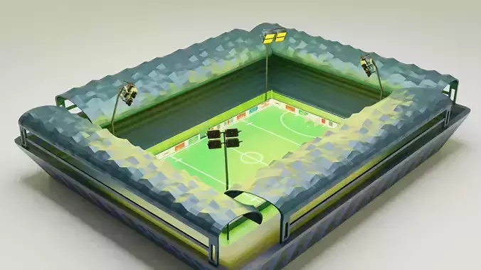Outdoor Hockey Stadium Low-poly 3D model