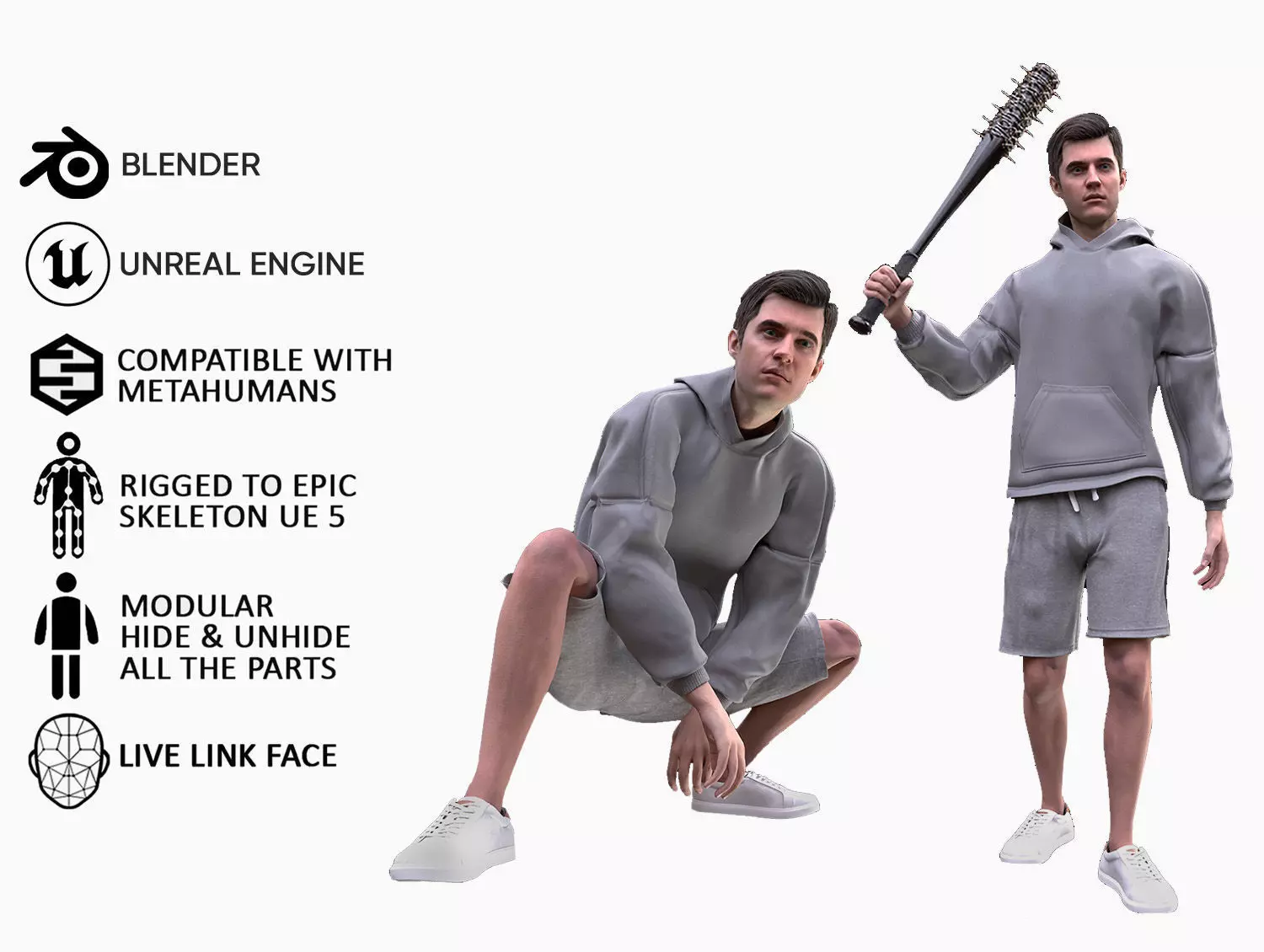 Man Sport Outfit - Modular - Rigged Low-poly 3D model_0