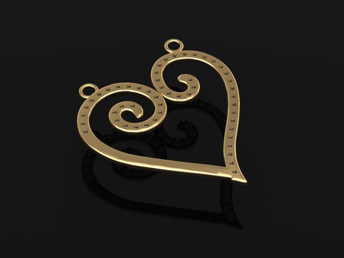 Heart shape pendant pave setting 3D print model_2